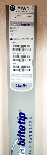 Cordis 598942, VISTA BRITE TIP®, 598-942 Guiding Catheter 9F. 98cm x .098"I.D., MPA 1. Box of 01