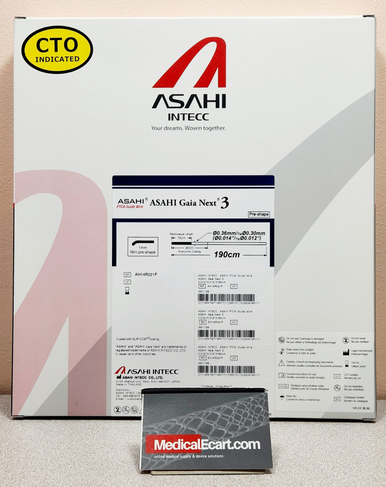 Asahi AH14R021P Gaia Next 3, PCI Guide wire 190cm, 0.014 Inch (0.36mm), Coated with SLIP-COAT® coating 40 cm, 1mm pre-shape Tip, Box of 05 