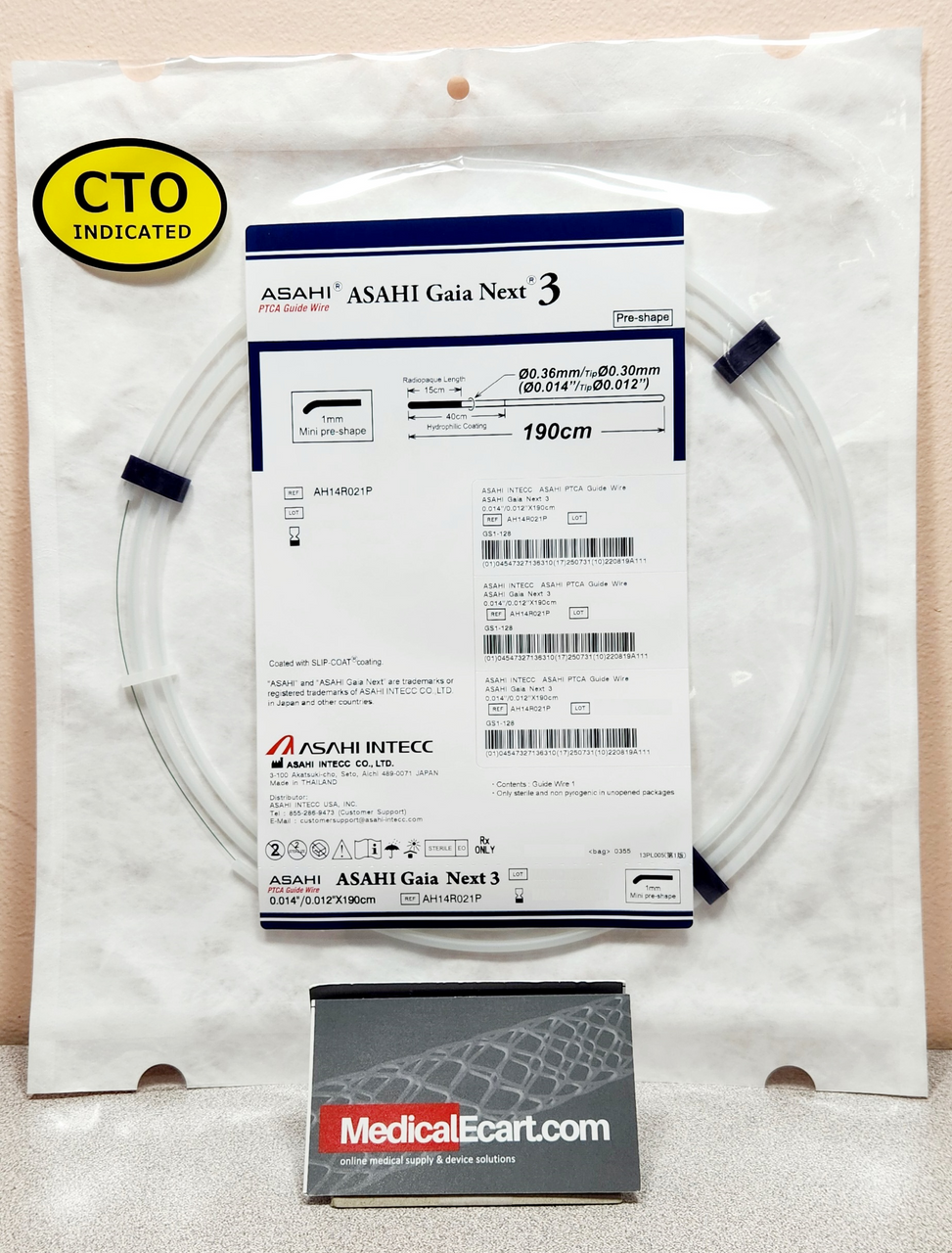 Asahi AH14R021P Gaia Next 3, PCI Guide wire190cm