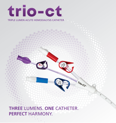 Angiodynamics AS01135151 Trio-CT Triple Lumen Catheter, 13.5F x 15cm Straight Basic Kit, Box of 05