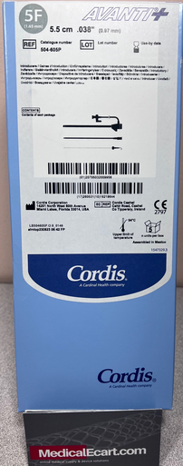 Cordis 504-605P AVANTI + Brachial Sheath Introducer with mini-guidewire, 504605P, 5Fr, 0.038" X 5.5cm Cannula, Box of 05