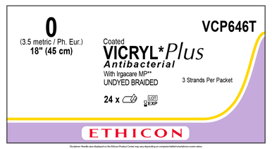 Ethicon VCP646T COATED VICRYL® Plus Antibacterial (polyglactin 910) Suture