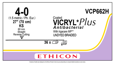 Ethicon VCP662H COATED VICRYL® Plus Antibacterial (polyglactin 910) Suture