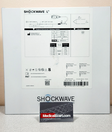 L6IVL100030 Shockwave L6 Peripheral IVL Catheter, 8Fr, 10.0mm x 30mm - 110cm. Box of 01