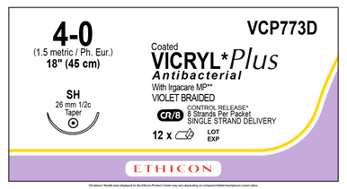 Ethicon VCP773D COATED VICRYL® Plus Antibacterial (polyglactin 910) Suture
