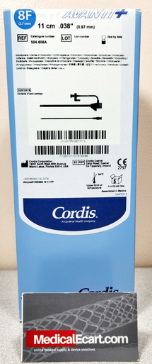 Cordis 504-608A, 8Fr. x 11cm AVANTI®, 504608A, + Standard Sheath Introducer without Mini-Guidewire, 0.038", 11CM Cannula, 8FR Box of 05