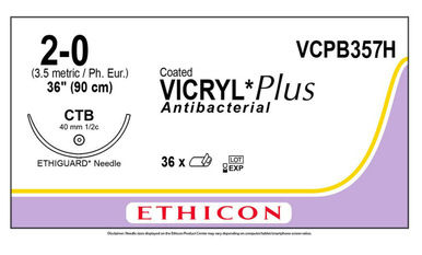Ethicon VCPB357H COATED VICRYL® Plus Antibacterial (polyglactin 910) Suture