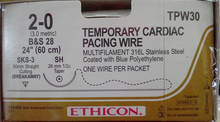 TPW30  ETHICON Suture, Surgical Stainless Steel, Temporary Pacing Wire, SH / SKS-3, 24", Size 2-0