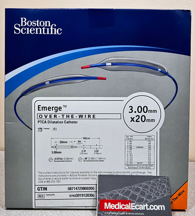 Boston Scientific H7493919120300 EMERGE™ 391912030 OTW PTCA Dilatation Catheter 3.0mm x 20mm, Box of 01