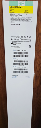 Cordis SM7436 VISTA BRITE TIP ®, Guiding Catheters 6Fr JR4 125cm x .070" I.D. (1.8mm), Box of 01