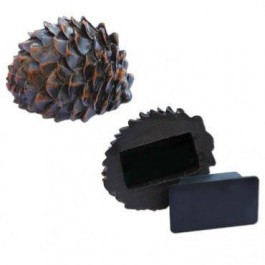 Fake Pine Cone geocache container with waterproof log natural look well hide 