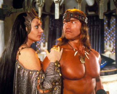 Arnold Schwarzenegger & Sarah Douglas in Conan, the Destroyer Poster and Photo