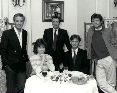 Francis Matthews & Dirk Bogarde in May We Borrow Your Husband Poster and Photo