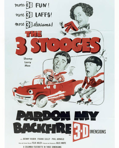 Moe Howard & Larry Fine in Pardon My Backfire Poster and Photo