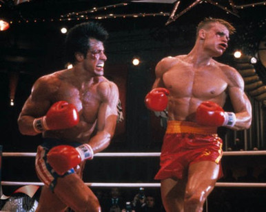 Sylvester Stallone & Dolph Lundgren in Rocky IV Poster and Photo