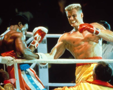 Dolph Lundgren & Carl Weathers in Rocky IV Poster and Photo