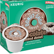 The Original Donut Shop Chocolate Glazed Donut Coffee K-Cup® Pod. Indulge your taste buds to the remarkable taste of the Donut Shop Chocolate Glazed Coffee. This delectable coffee brew boasts a fresh-baked chocolate glazed donut flavor that will energize and salsify with each savory sip. Compatible with most single cup brewers including Keurig and Keurig 2.0.
