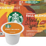 Starbucks Fall Blend Coffee K-Cup® Pod. The Fall 2018 Medium Roast Coffee from Starbucks is expertly blended to deliver a hearty and refined coffee drinking experience as the air turns cooler and the leaves change color this autumn. Compatible with most or all single cup brewers including Keurig® and Keurig® 2.0 Starbucks Fall Blend Coffee K-Cup® Pod. The Fall 2018 Medium Roast Coffee from Starbucks is expertly blended to deliver a hearty and refined coffee drinking experience as the air turns cooler and the leaves change color this autumn. Compatible with most or all single cup brewers including Keurig® and Keurig® 2.0