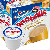 Hostess Snoballs Cappuccino Single Cup. A delicious cappuccino made with 100% Arabica beans. Compatible with most single cup brewers including Keurig and Keurig 2.0.