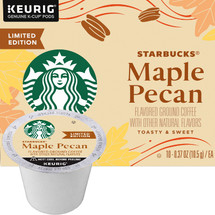 Starbucks Maple Pecan Coffee K-Cup® Pod. Toasty pecan notes meets sweet maple. Compatible with most or all single cup brewers including Keurig® and Keurig® 2.0