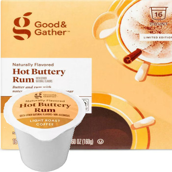 Good & Gather Hot Buttery Rum Coffee Single Cup. Butter and rum with notes of sweet caramelized sugar. Compatible with all single cup brewers, including Keurig and Keurig 2.0.
