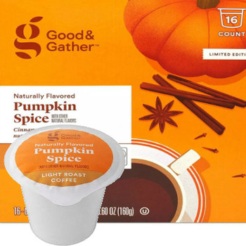 Good & Gather Pumpkin Spice Coffee Single Cup. Cinnamon, clove, ginger, nutmeg and a hint of pumpkin. Compatible with all single cup brewers, including Keurig and Keurig 2.0.