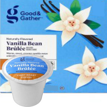 Good & Gather Vanilla Bean Brulee Coffee Single Cup. Warm sweet, creamy vanilla notes with hints of caramelized sugar. Compatible with all single cup brewers, including Keurig and Keurig 2.0.
