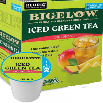 Bigelow Iced Tropical Green Tea Keurig® K-Cup® Pod Imagine the taste of green tea with exotic tropical flavors of mango and pineapple for a subtle brew as refreshing as an island breeze. Compatible with most single serve brewers including Keurig and Keurig 2.0