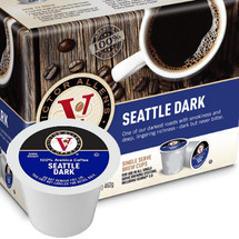Victor Allen's Coffee Seattle Dark Coffee Single Cup. A dark roast with smokiness and deep, lingering richness - dark but never bitter. Compatible with most single cup brewers including Keurig and Keurig 2.0.
