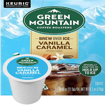 Green Mountain Brew Over Ice Vanilla Caramel Coffee K-Cup Pod. A refreshing blend of creamy vanilla and buttery caramel flavors. Compatible with most single cup brewers including Keurig & Keurig 2.0. 