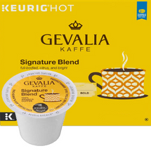 Gevalia Kaffe Signature Blend Coffee K-Cup® Pod. A smooth, medium-bodied blend. Made with 100% prized Arabica Beans. Compatible with most single cup brewers including Keurig & Keurig 2.0.