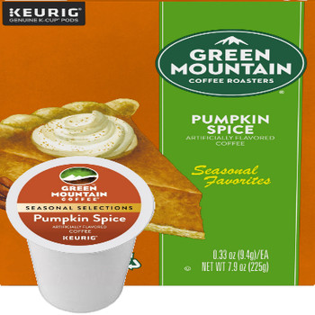 Green Mountain Pumpkin Spice Coffee K-Cup. A delicious coffee enhanced by the creamy pumpkin spice flavors of autumn. Compatible with most single serve brewers including Keurig and Keurig 2.0