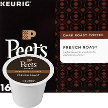 Peet's Coffee French Roast Coffee K-Cup® Pod. Intensely bold and flavorful, pronounced smoky overtones with a pleasant bite. Compatible with most single cup brewers including Keurig & Keurig 2.0.