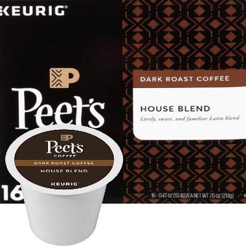 Peet's Coffee House Blend Coffee K-Cup® Pod. Bright, balanced, and medium-bodied with a pleasant hint of spice with a crisp finish. Compatible with most single cup brewers including Keurig & Keurig 2.0.