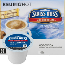 Swiss Miss Milk Chocolate Hot Cocoa K-Cup® Pod. Swiss Miss® Milk Chocolate cocoa mix is made with care in a real dairy where milk from local farms is delivered daily, dried & blended with premium, imported cocoa. Compatible with all single serve brewers, including Keurig® and Keurig® 2.0.