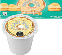 Vanilla Cream Puff Coffee K-cup® pod, you can taste the Mouth watering goodness of vanilla custard flavor with a hint of golden pastry just like the Bakery makes but in your Coffee Cup.