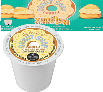 Vanilla Cream Puff Coffee K-cup® pod, you can taste the Mouth watering goodness of vanilla custard flavor with a hint of golden pastry just like the Bakery makes but in your Coffee Cup.