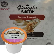 Grande Kaffe Toasted Coconut Coffee Single Cup. Compatible with all single serve brewers, including Keurig® and Keurig® 2.0.
