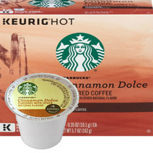 Starbucks Cinnamon Dolce Coffee K-Cup® Pod. Mellow flavored cinnamon, butter, and brown sugar notes. For use in all single cup brewers.