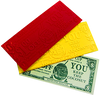 Coconut Coupons in red, yellow, and green dollar-print
