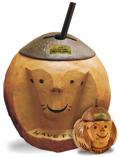 Display Coconuts are supersized shown next to a regular coconut cup for marketing