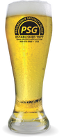 50oz Super Pilsner Glass is a larger version of the standard clear pilsner glass with custom logo printing