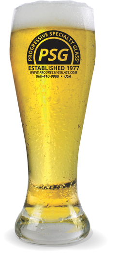 50oz Super Pilsner Glass is a larger version of the standard clear pilsner glass with custom logo printing