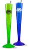 45oz Plastic Prostacker™ is a stackable cup that is tall and skinny with an attachable base and custom logo printing. Colors shown are green and blue.
