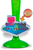 WTLV Light-Up Sign is an element shaped like the las vegas sign and lights up and attaches to drinkware. Shown on a yard glass.