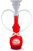 40oz Plastic Hookah Yard is a tall, clear cup in the shape of a hookah with two straws and a custom logo printed on the bottom.