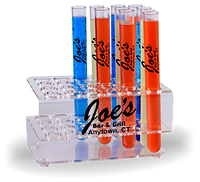 7/8oz Plastic Test Tube Shooter is a small tall skinny shot glass that looks like a test tube, clear with a custom logo