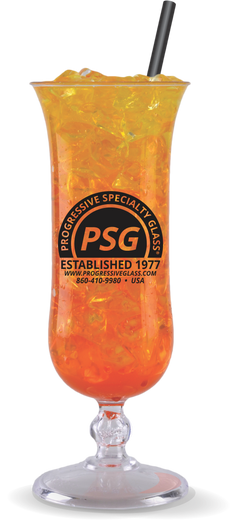 15oz Plastic Hurricane is a clear cup with a base and a custom logo