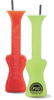 24oz Plastic Guitar Yard is a cup in the shape of a guitar in the colors red and green with a custom logo
