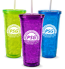 22oz Plastic Insulated Tumbler is a tall double walled tumbler with a cap and straw in several colors, green, pink, blue and custom logo
